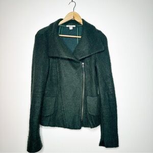 MARELLA Green Asymmetrical Zip Mohair Blend Cardigan Jacket Size Large
